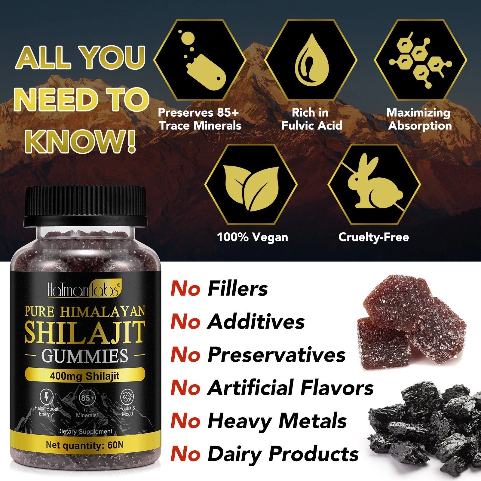 Pure Himalayan Shilajit Gummies for Daily Energy & Wellness